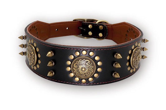 Spiked Western Collar "The Outlaw", Genuine Leather