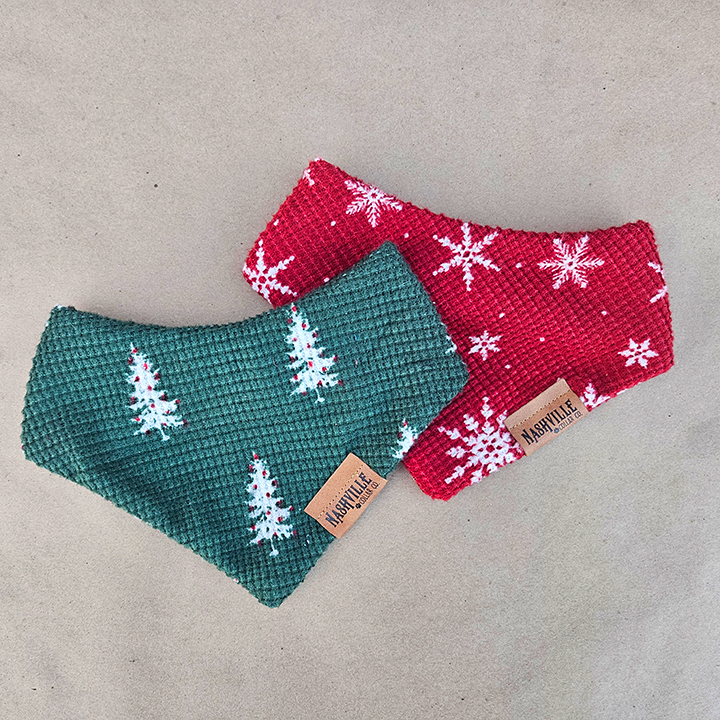 Green Spruce and Red Snowflake